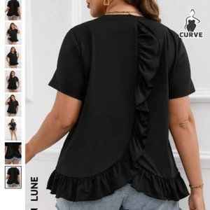 NWT SHEIN LUNE Plus Solid Ruffle Hem Top